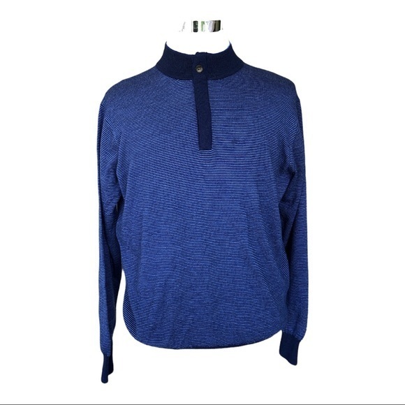 Peter Millar Other - PETER MILLAR Needle-Stripe 100% Merino Wool Quarter-Zip Golf Pullover